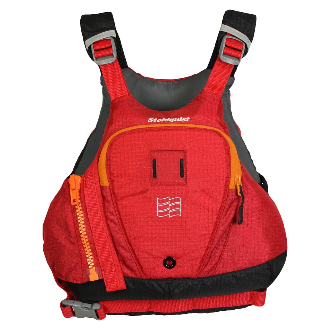 Featuring the Edge PFD men's pfd manufactured by Stohlquist shown here from one angle.