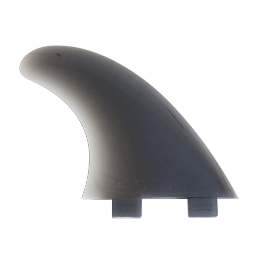 Featuring the M5 SoftFlex Tri Fin Set sup accessory, sup fin manufactured by FCS shown here from one angle.