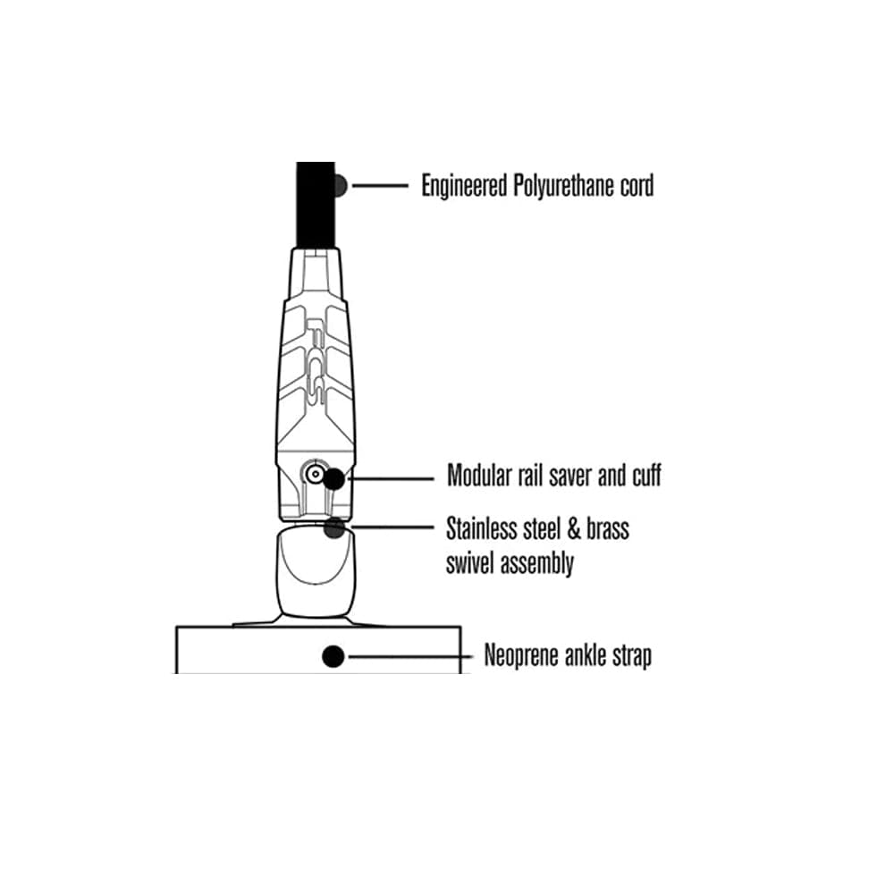 Featuring the 7' Straight Leash sup accessory, sup fin manufactured by FCS shown here from a fifth angle.