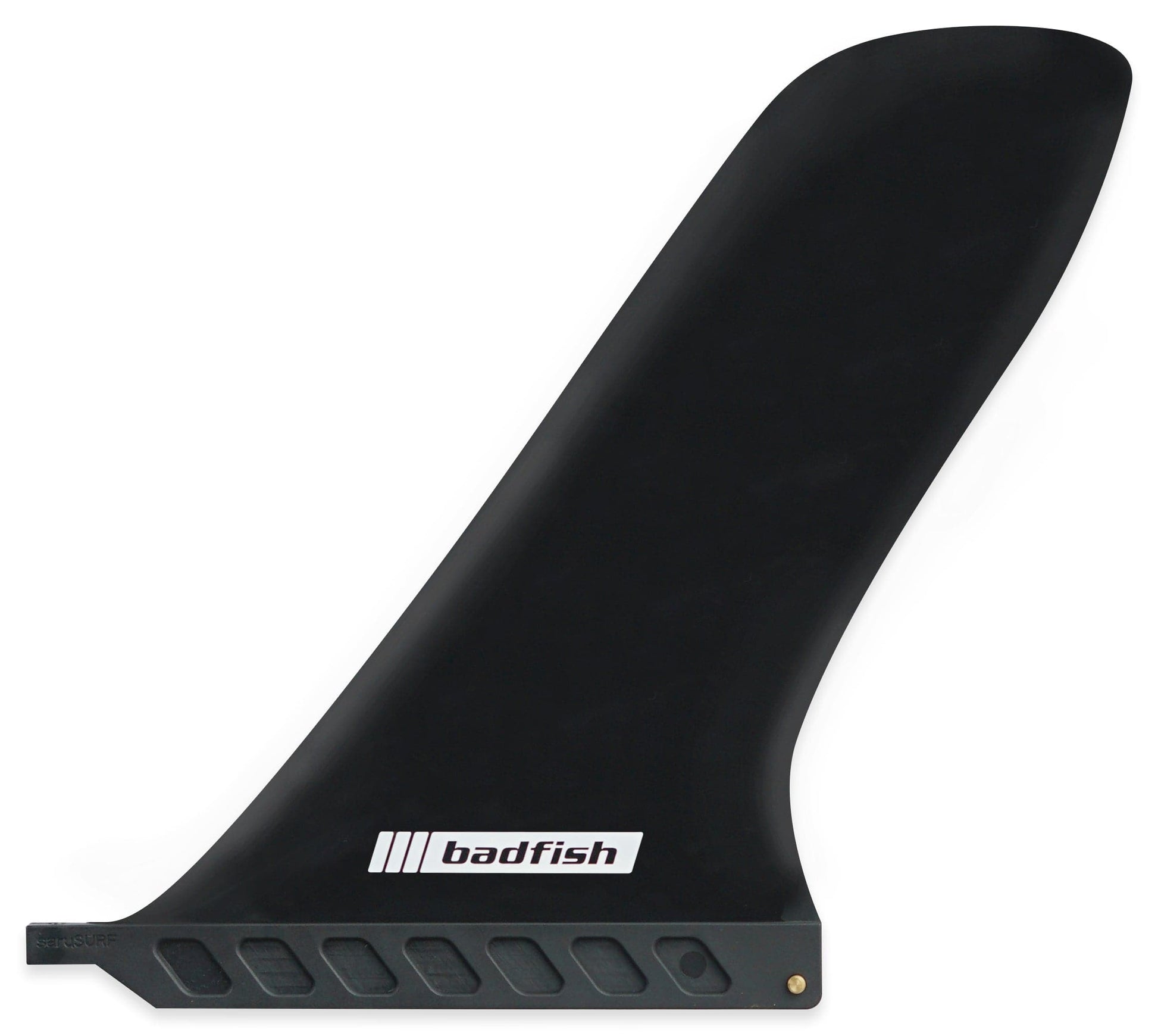 Featuring the 9in Race Flex Fin sup accessory, sup fin manufactured by Badfish shown here from one angle.