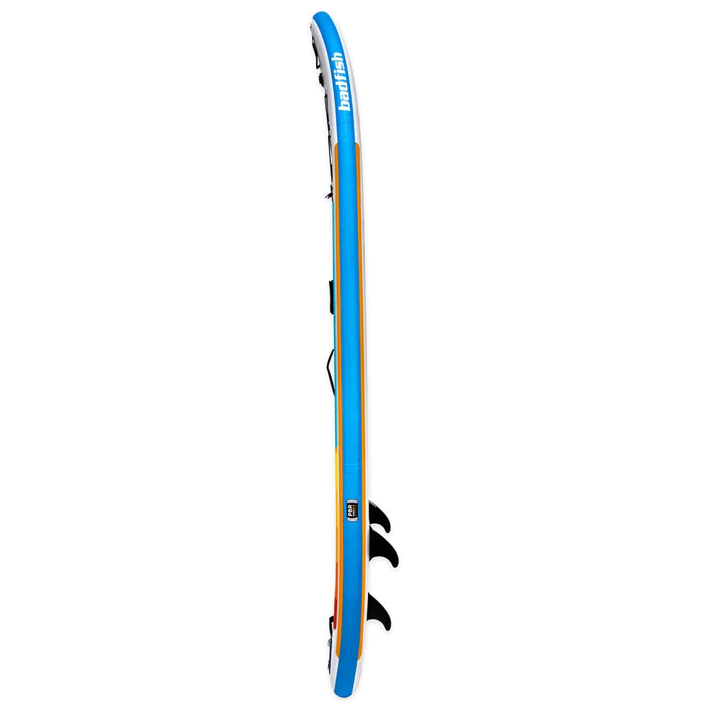 Featuring the Flyweight Package inflatable sup manufactured by Badfish shown here from a second angle.