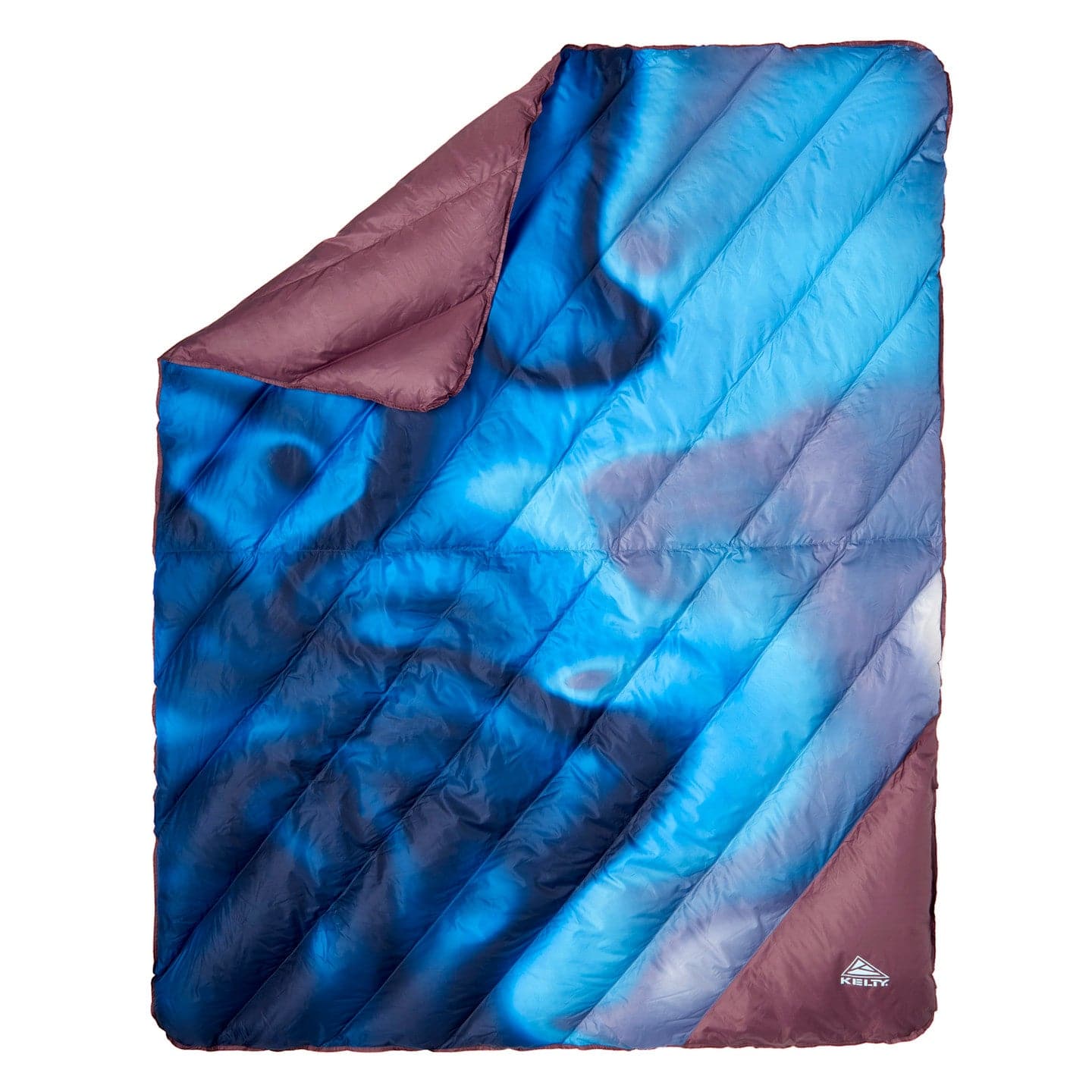 Featuring the Galactic Down Blanket down blanket manufactured by Kelty shown here from a second angle.