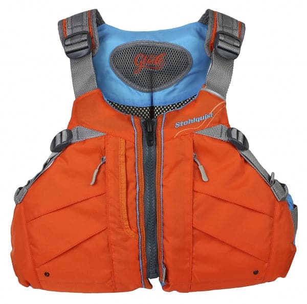Featuring the Glide PFD women's pfd manufactured by Stohlquist shown here from a fourth angle.