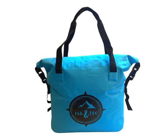 Featuring the Ebb & Flo Drybag dry bag manufactured by Boatyard Beta shown here from one angle.