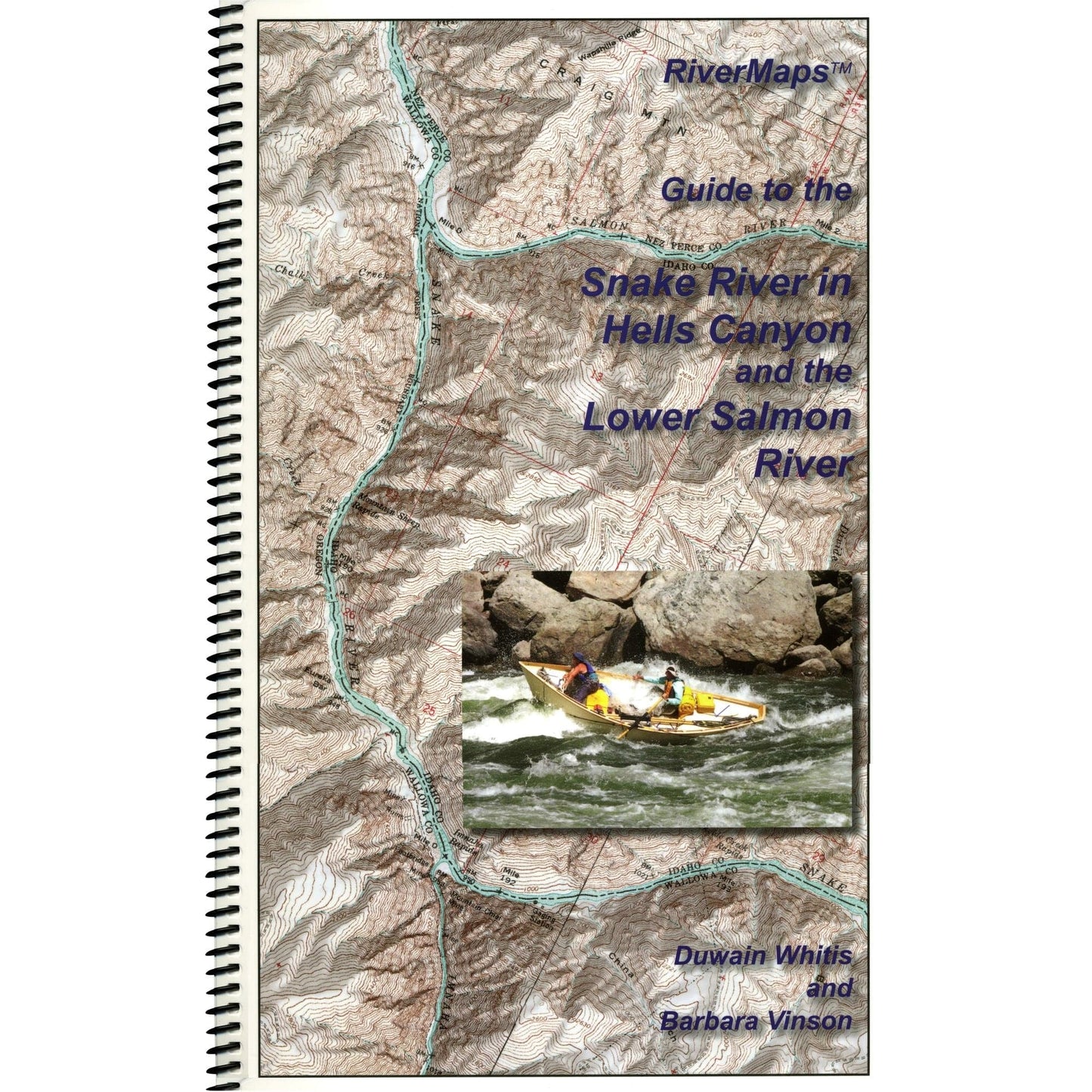 Featuring the Snake & Lower Salmon River Guide Book guide book manufactured by Rivermaps shown here from one angle.
