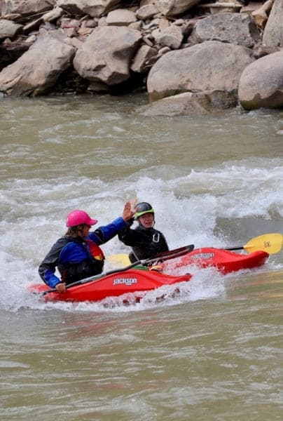 Featuring the Youth Level 3 Kayak Class kids kayak instruction, youth class manufactured by 4CRS Paddle School shown here from one angle.