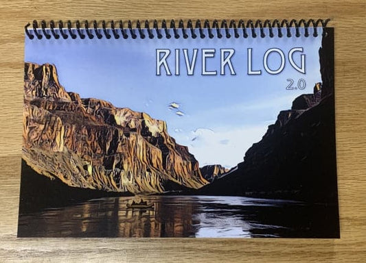 Featuring the River Log book, gift for kayaker, gift for kid, gift for paddle boader, gift for rafter, guide book manufactured by 4CRS shown here from one angle.