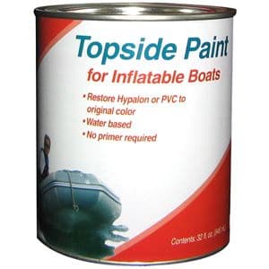 Featuring the Topside Inflatable Boat Paint adhesive, glue, kayak care, kayak repair, raft d-ring, raft fabric, sup care, sup repair manufactured by Inland Marine shown here from one angle.