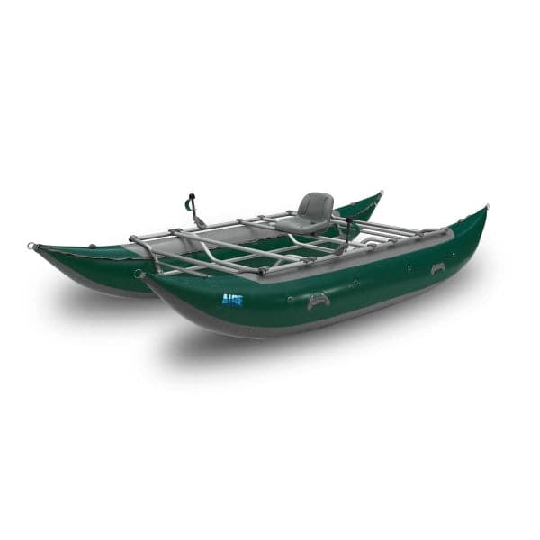 Featuring the Jaguarundi 16' Cataraft cataraft, fishing cat, fishing raft manufactured by AIRE shown here from a fourth angle.