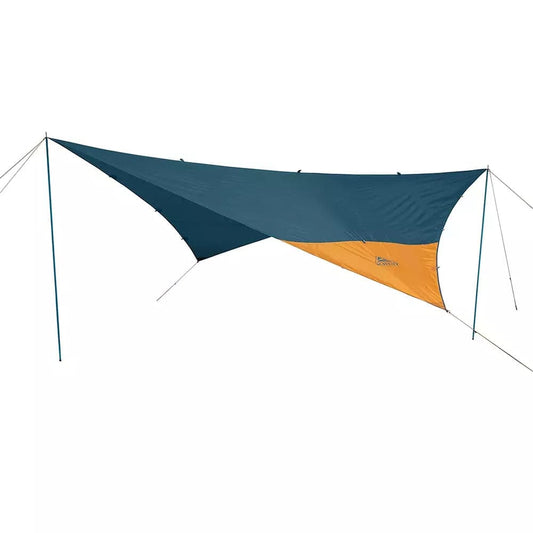 Featuring the Noah's Tarp bimini manufactured by Kelty shown here from one angle.