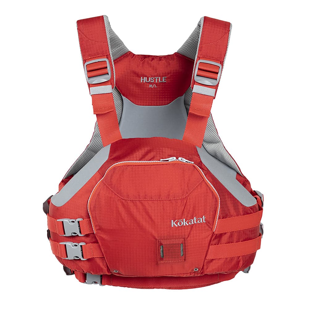 Featuring the Hustle PFD men's pfd, women's pfd manufactured by Kokatat shown here from one angle.