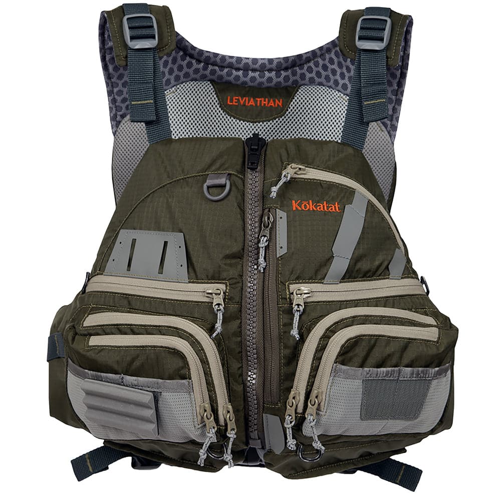 Featuring the Leviathan PFD fishing pfd, men's pfd manufactured by Kokatat shown here from a third angle.
