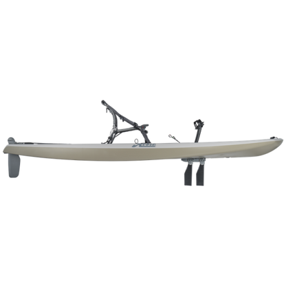 Featuring the Lynx 11 fishing kayak, pedal drive kayak manufactured by Hobie shown here from a fourth angle.