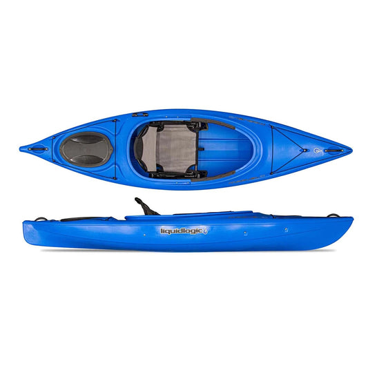 Featuring the Marvel 10' and 12' sit-inside rec / touring kayak manufactured by LiquidLogic shown here from one angle.