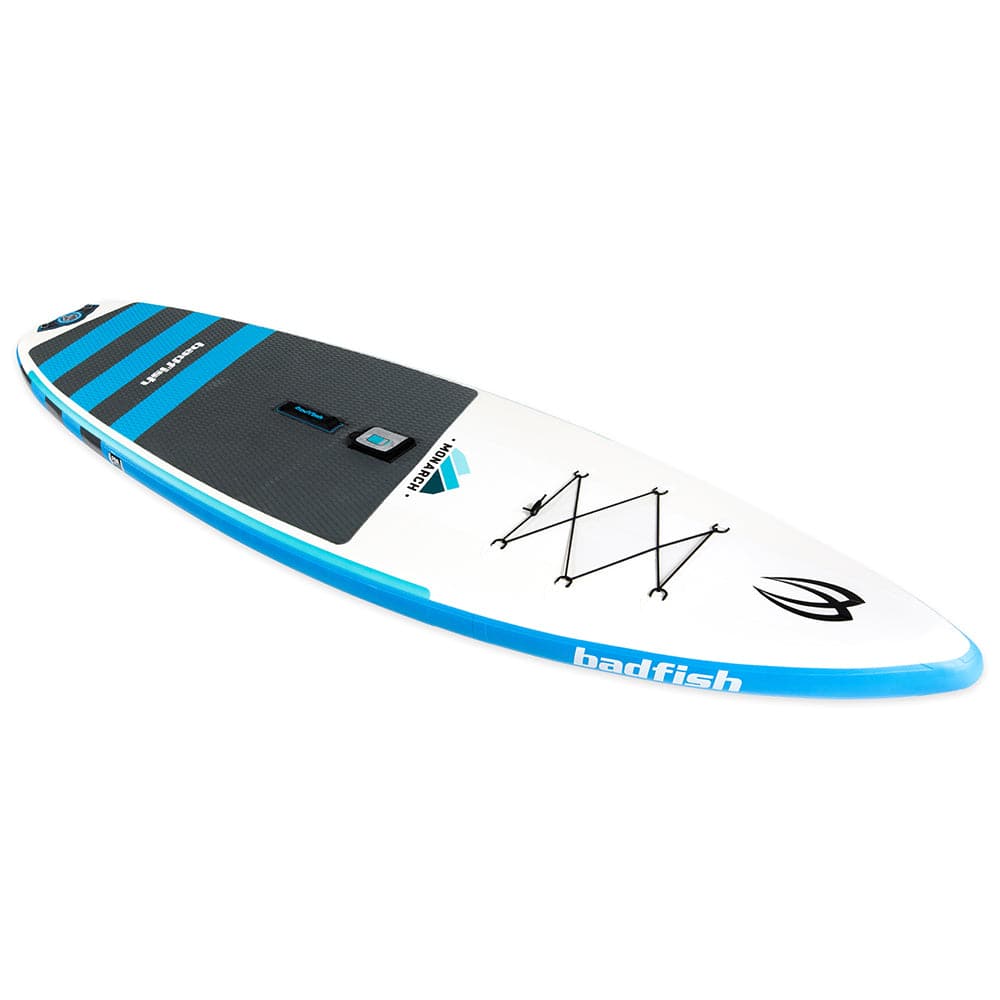 Featuring the Monarch Package inflatable sup manufactured by Badfish shown here from a third angle.