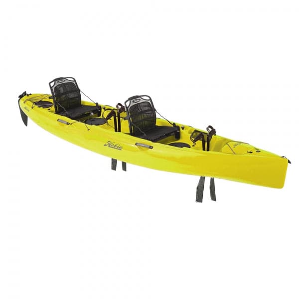 Featuring the Mirage Oasis 14.6 pedal drive kayak, tandem / 2 person rec kayak manufactured by Hobie shown here from a third angle.