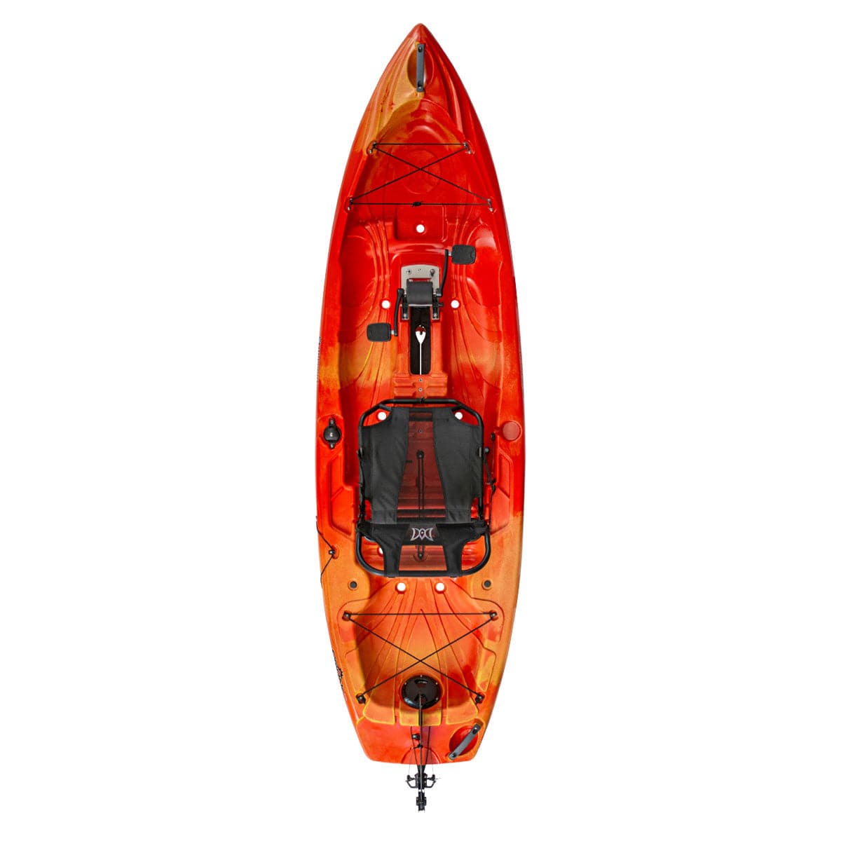 Featuring the Crank 10 fishing kayak, pedal drive kayak manufactured by Perception shown here from a fourth angle.
