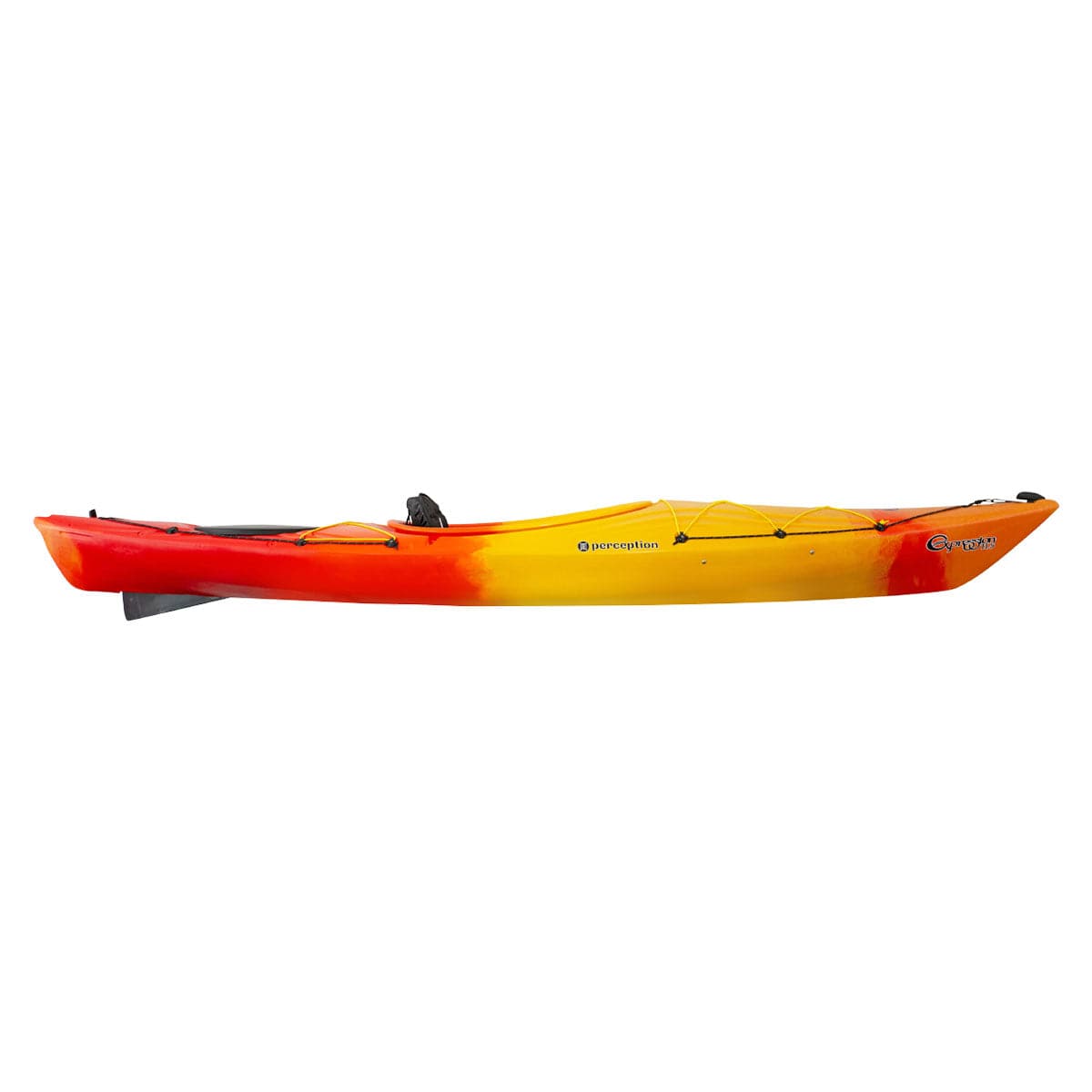 Featuring the Expression 11.5 expedition touring / sea kayak, sit-inside rec / touring kayak manufactured by Perception shown here from a fourth angle.