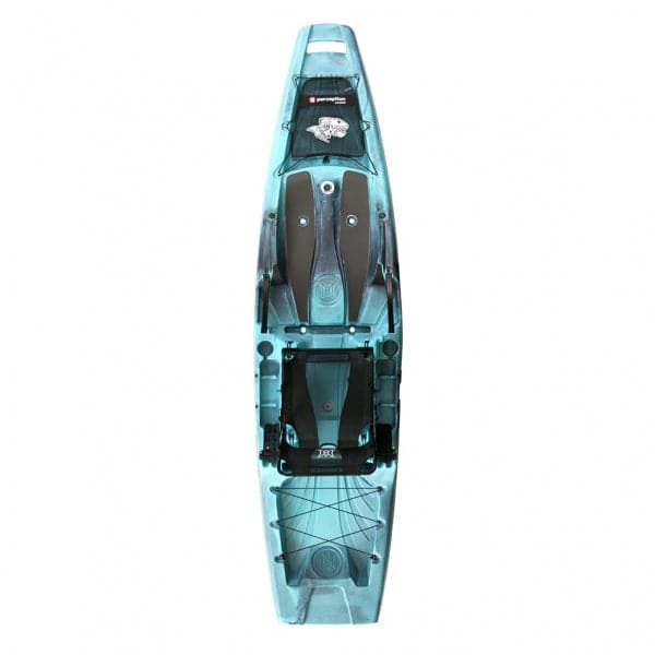 Featuring the Outlaw 11.5 fishing kayak, sit-on-top rec / touring kayak manufactured by Perception shown here from a third angle.