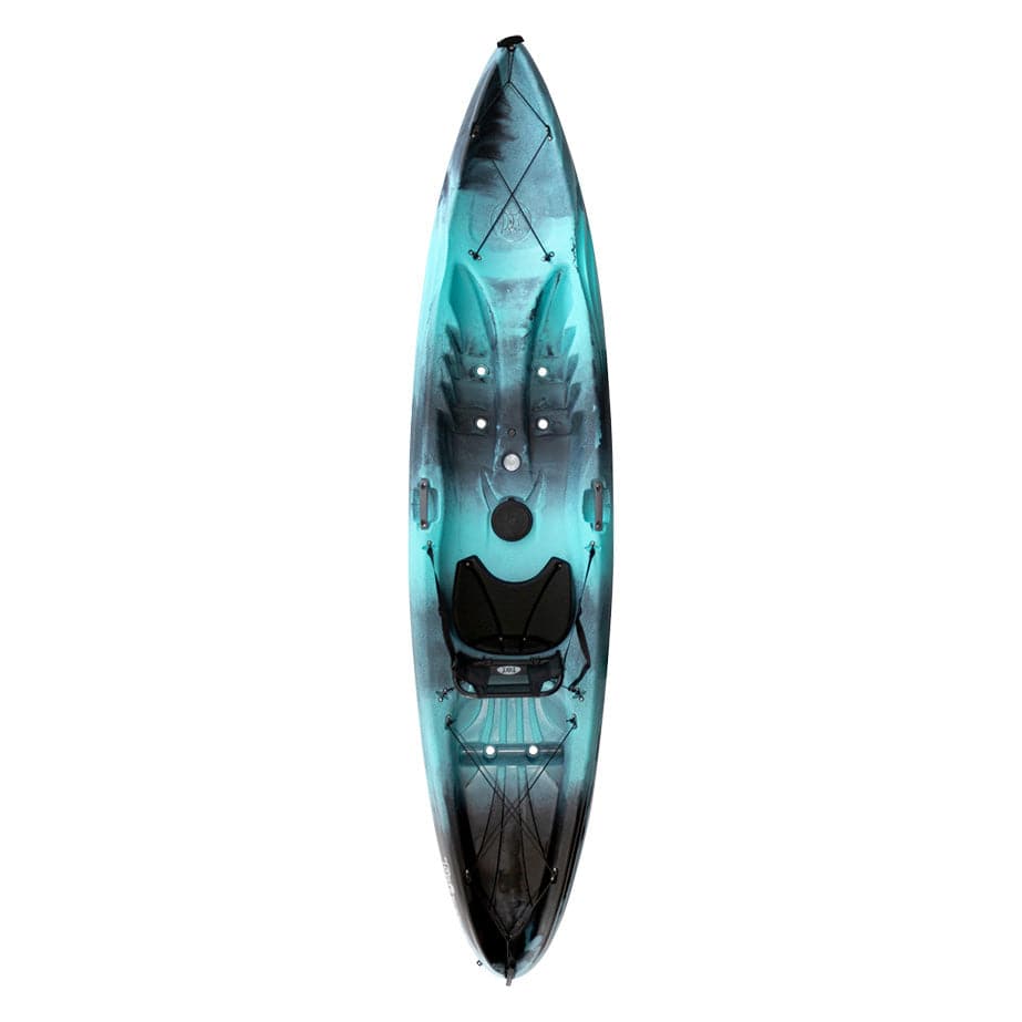 Featuring the Tribe 9.5 & 11.5 sit-on-top rec / touring kayak manufactured by Perception shown here from a tenth angle.