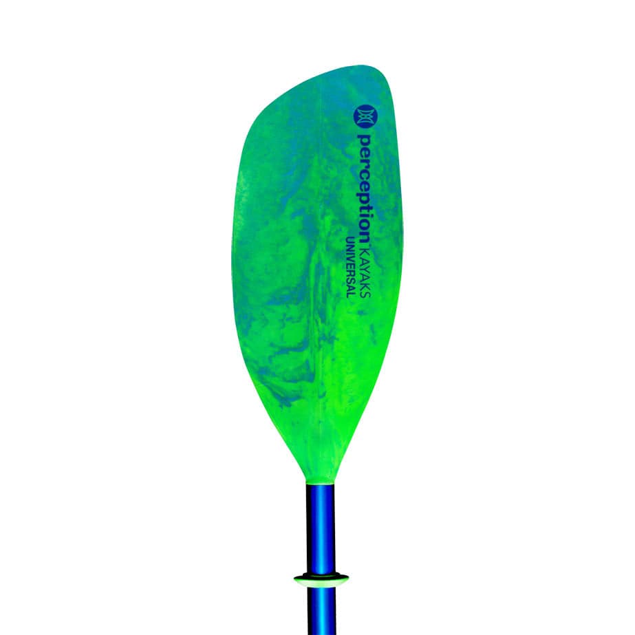 Featuring the Universal 2-Piece Paddle fishing paddle, touring / rec paddle manufactured by Perception shown here from one angle.