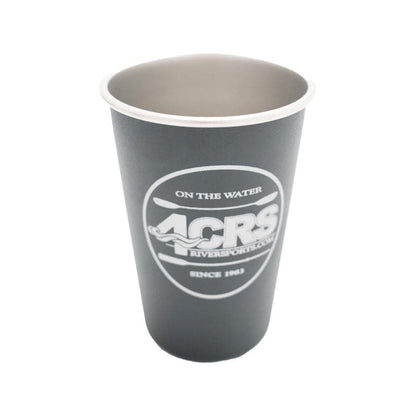 A black Klean Kanteen 4CRS Stainless Pint 16oz cup with the logo "ACR RiverSport.com" and the text "On the Water Since 1962.