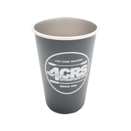 A black Klean Kanteen 4CRS Stainless Pint 16oz cup with the logo "ACR RiverSport.com" and the text "On the Water Since 1962.