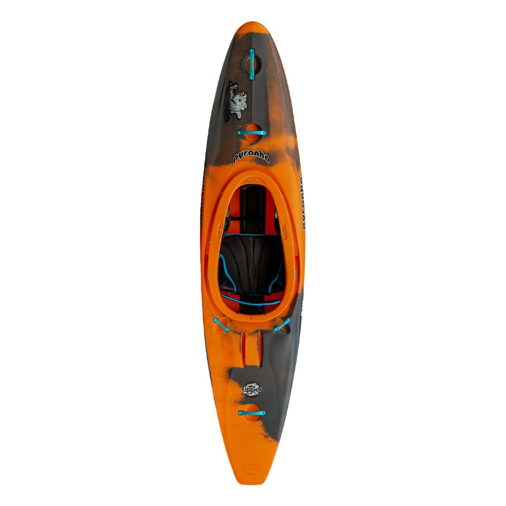 Featuring the Ripper 2 creek boat, freestyle kayak, play boat, river runner kayak manufactured by Pyranha shown here from one angle.