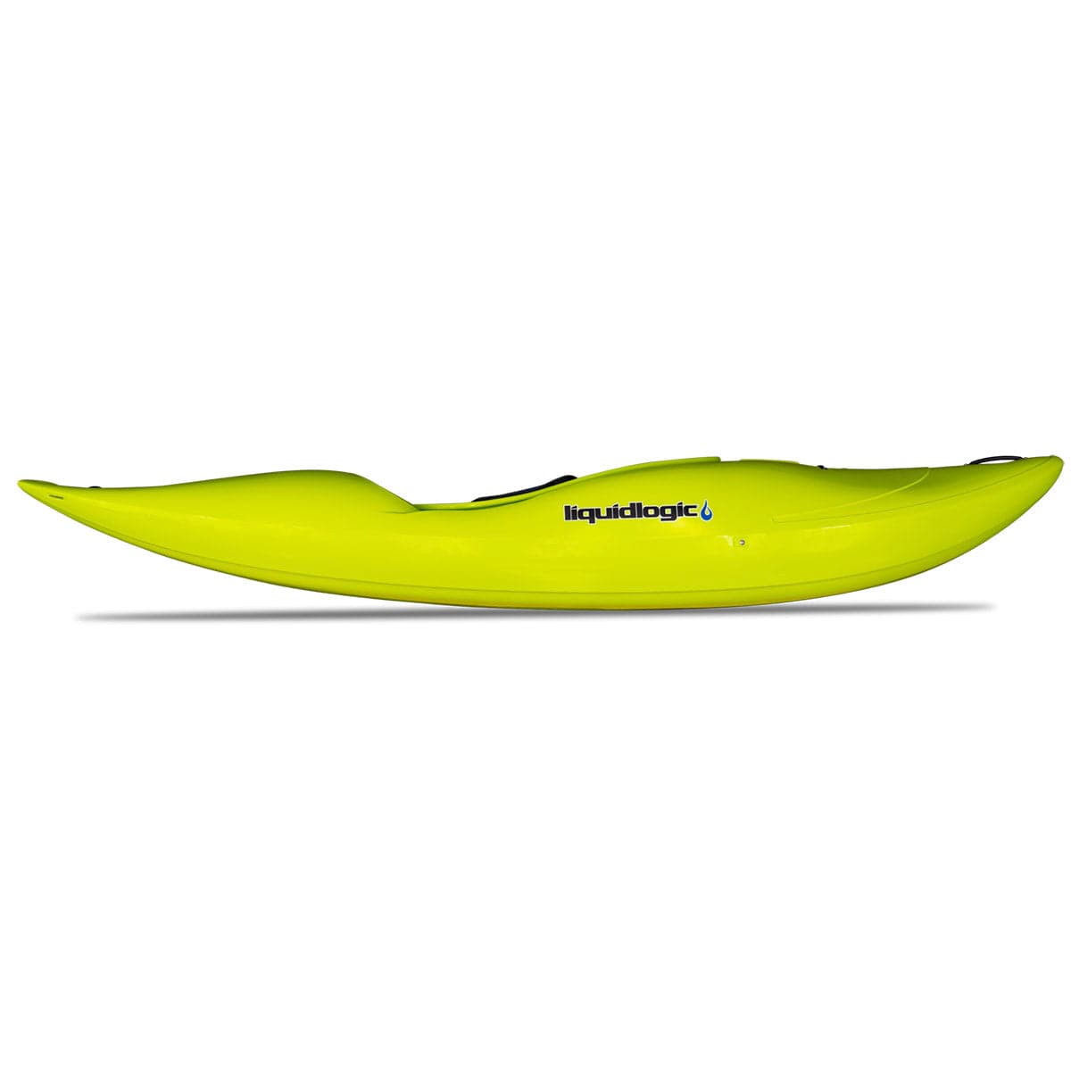 Featuring the RMX creek boat, liquid logic, remix, river runner kayak manufactured by LiquidLogic shown here from a fourth angle.