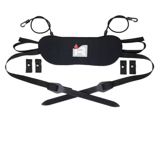 Featuring the Reggie Forward Ratchet Backband kayak flotation, kayak outfitting manufactured by Immersion Research shown here from one angle.