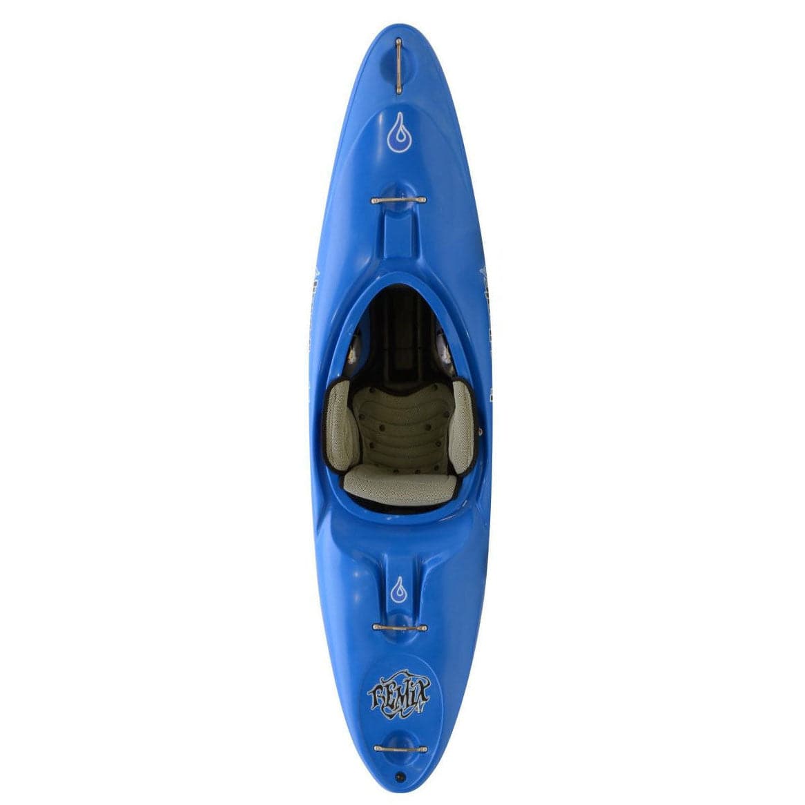 Featuring the Remix 47 kids kayak manufactured by LiquidLogic shown here from one angle.