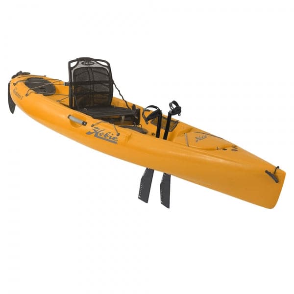 Featuring the Mirage Revolution 11 pedal drive kayak manufactured by Hobie shown here from a second angle.