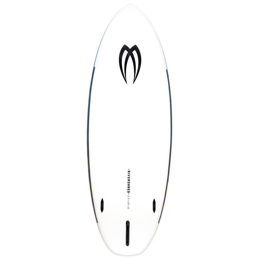 Featuring the Rivershred 2.0 inflatable sup, river surfing, whitewater sup manufactured by Badfish shown here from a third angle.