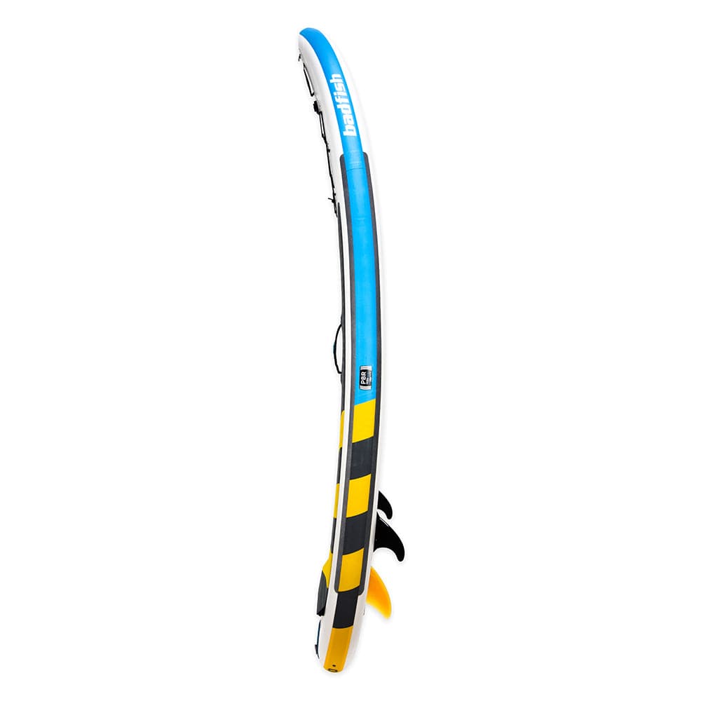 Featuring the Rivershred 2.0 inflatable sup, river surfing, whitewater sup manufactured by Badfish shown here from a second angle.