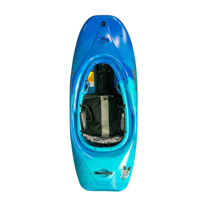Featuring the RockStar V freestyle kayak, new, play boat manufactured by Jackson Kayak shown here from one angle.