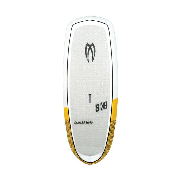 Featuring the SK8 and SK8 HV whitewater sup manufactured by Badfish shown here from a third angle.