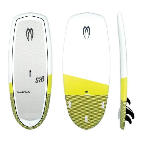 Featuring the SK8 and SK8 HV whitewater sup manufactured by Badfish shown here from a second angle.
