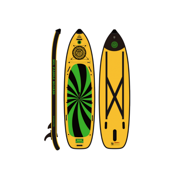 Featuring the SOLsumo Carbon GalaXy inflatable sup manufactured by SOL shown here from a second angle.