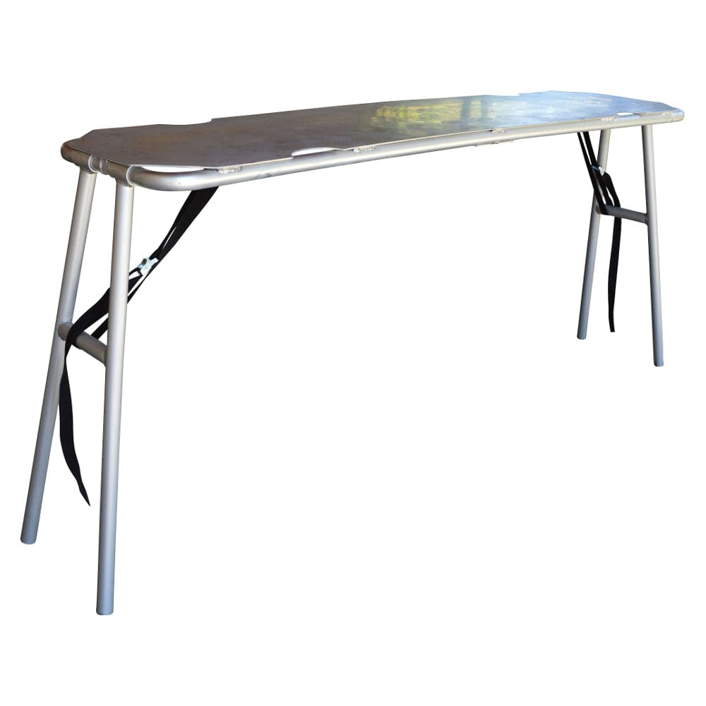 Featuring the Aluminum Camp Table table manufactured by Salamander shown here from one angle.