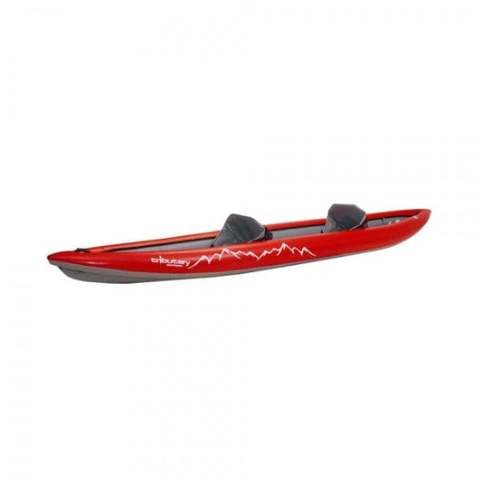 Featuring the Tributary Sawtooth Flatwater IK ducky, inflatable kayak, tandem / 2 person rec kayak manufactured by AIRE shown here from one angle.
