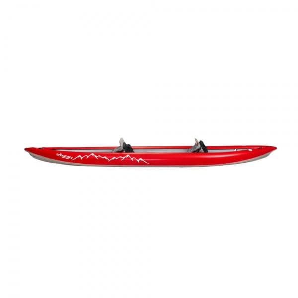 Featuring the Tributary Sawtooth Flatwater IK ducky, inflatable kayak, tandem / 2 person rec kayak manufactured by AIRE shown here from a third angle.