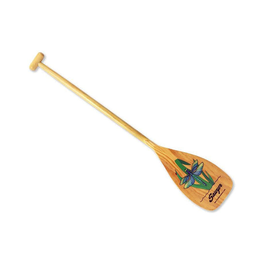 Featuring the Dragonfly Kids 46in Canoe Paddle canoe paddle manufactured by Sawyer shown here from one angle.