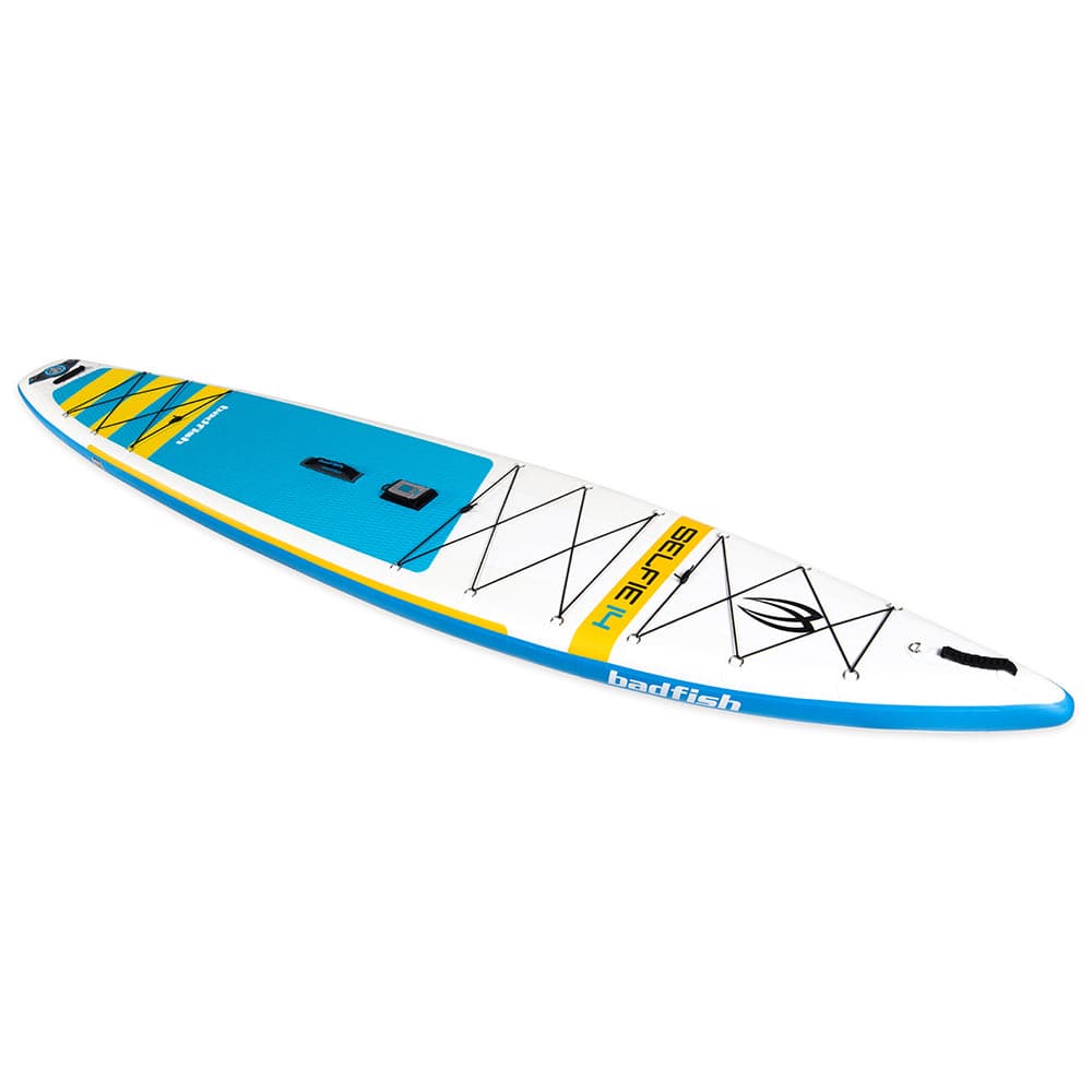Featuring the Selfie 14 Package inflatable sup manufactured by Badfish shown here from a third angle.