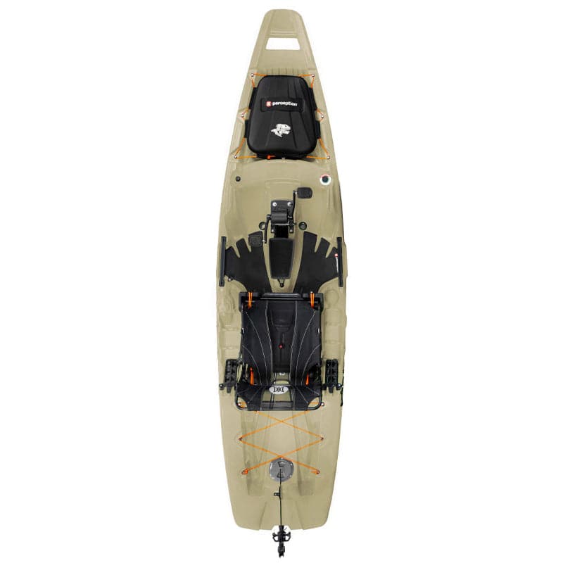 Featuring the Showdown 11.5 fishing kayak, pedal drive kayak manufactured by Perception shown here from a second angle.