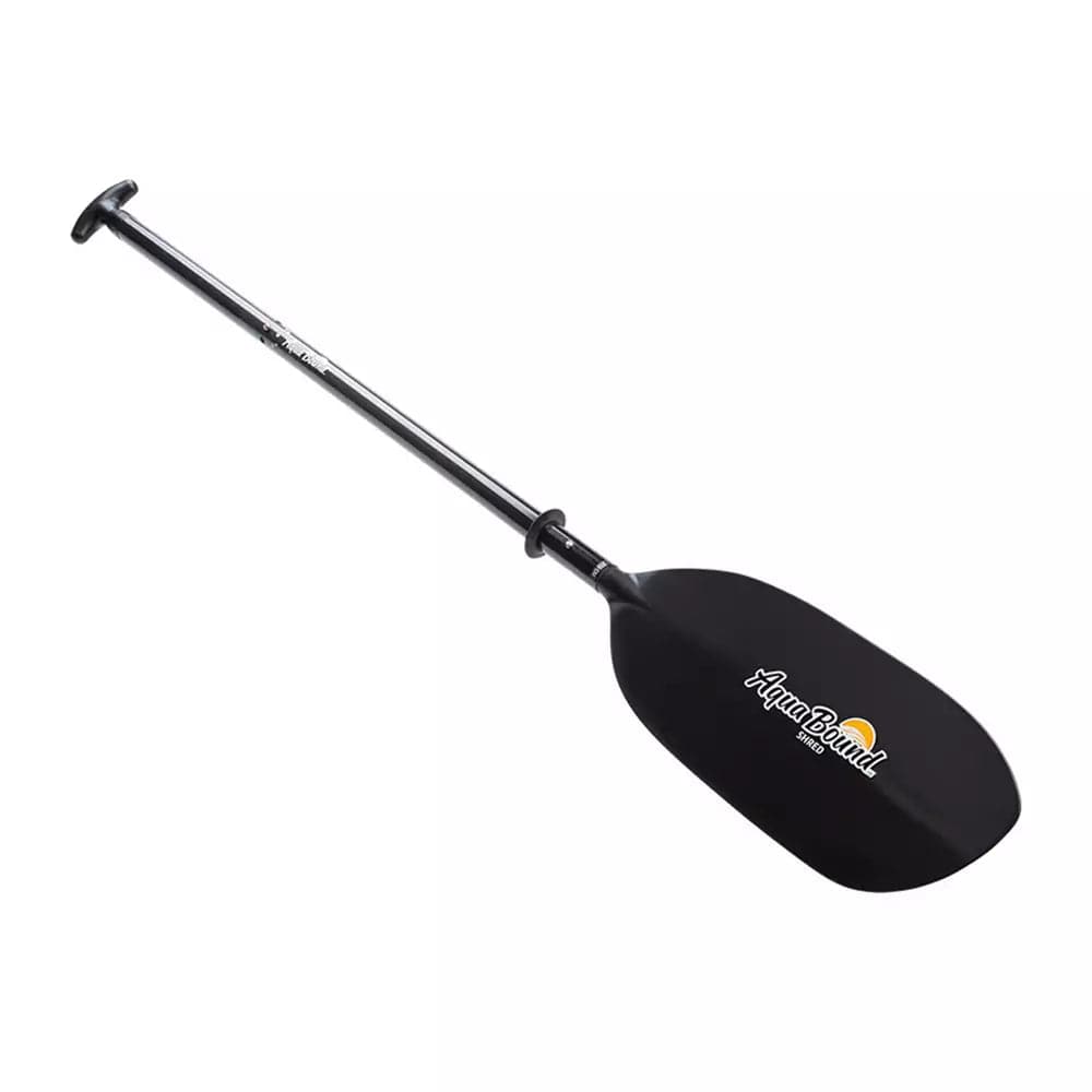 Featuring the Shred Apart 4-Piece Kayak / Canoe Paddle breakdown paddle, carbon fiber whitewater paddle, hand paddle, ik paddle, pack raft paddle manufactured by AquaBound shown here from a fifth angle.