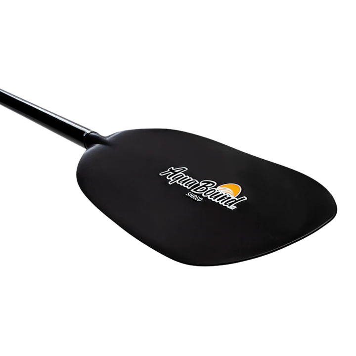 Featuring the Shred Kayak Paddle carbon fiber whitewater paddle, entry level whitewater paddle, fiberglass whitewater paddle manufactured by AquaBound shown here from a ninth angle.