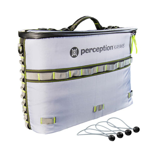 Featuring the Splash Seat Back Cooler fishing accessory, rec kayak accessory, tour kayak accessory manufactured by Perception shown here from one angle.