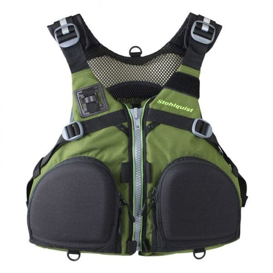 Featuring the Fisherman PFD fishing pfd, men's pfd manufactured by Stohlquist shown here from one angle.