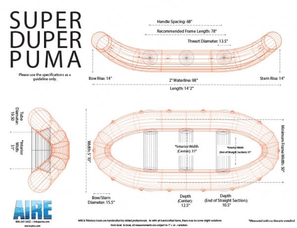 Featuring the Super Duper Puma 14 fishing raft, raft manufactured by AIRE shown here from a thirteenth angle.