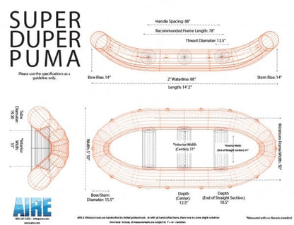 Featuring the Super Duper Puma 14 fishing raft, raft manufactured by AIRE shown here from a thirteenth angle.
